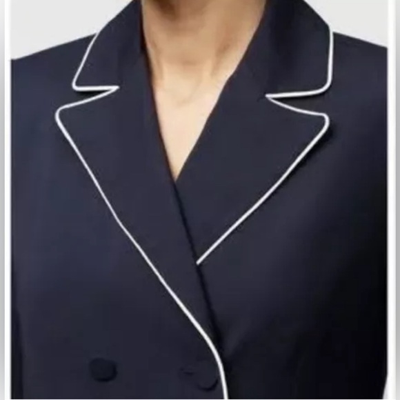 Frame cropped navy double breasted blazer Sz 2 - Picture 2 of 7